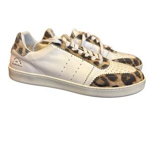 Loeffler Randall White and Animal Print Sneakers Size 9.5